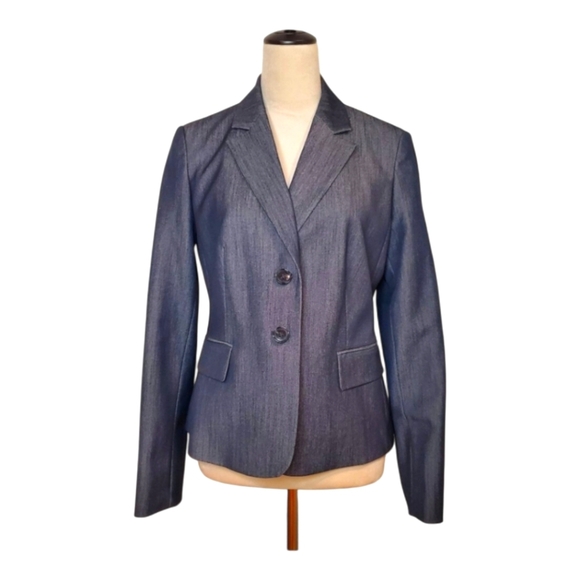 CALVIN KLEIN SZ 6 Blue Denim Look Stretch Blazer/Jacket - Picture 1 of 8